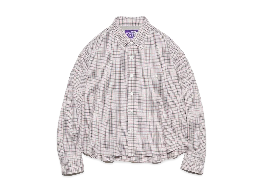 The North Face PURPLE LABEL Button Down Tattersall Field Cropped Shirt "Beige"