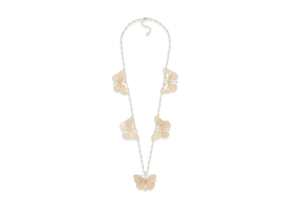 Dior Metamorphose Long Necklace Metal and Resin Pearls "Matte Gold/White"