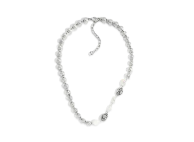 Dior Cannage Necklace Brass with Freshwater Pearls "Antique Silver/White"