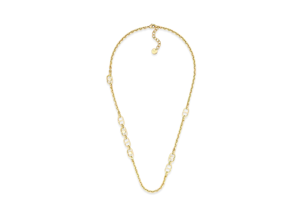 Dior 30 Montaigne Jolie Necklace Metal and Resin Pearls "Gold/White"