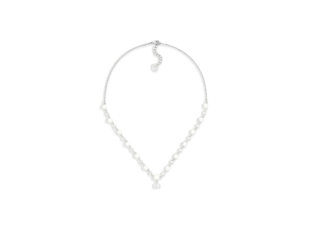 Dior Petit CD Treasure Necklace Metal with Resin Pearls and Crystals "Silver"