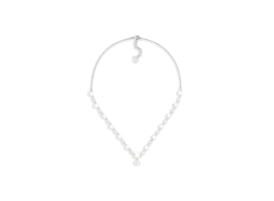 Dior Petit CD Treasure Necklace Metal with Resin Pearls and Crystals "Silver"