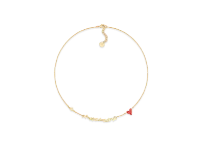 Dior Dioramour Je Vous Adore Necklace Finish Metal with Resin Pearl and Lacquer "Gold/White/Red"