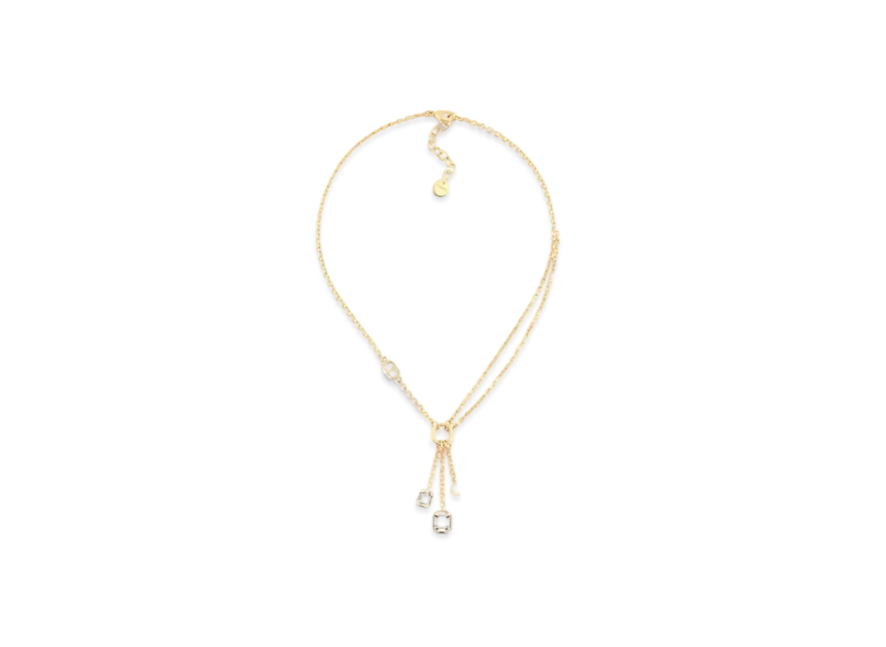 Dior Petit CD Necklace Finish Metal with Resin Pearl Crystals "Gold/White/Silver"