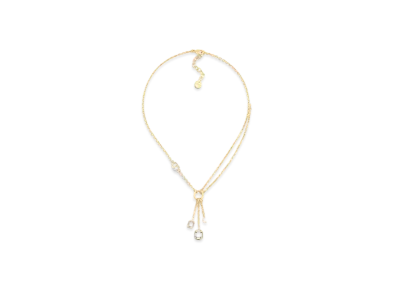 Dior Petit CD Necklace Finish Metal with Resin Pearl Crystals "Gold/White/Silver"