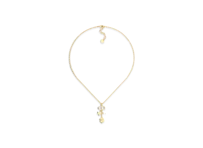 Dior Petit CD Lucky Charms Necklace Metal with a Resin Pearl and Crystals "Gold/Silver/White"