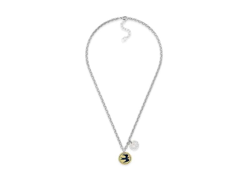 Dior and Hylton Nel Pendant Necklace Brass with and Resin "Silver/Yellow/Blue"