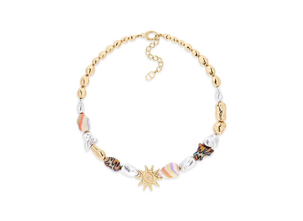 Dior x Lewis Hamilton Necklace with Resin Cabochons, Brass & Crystals "Gold/Silver/Multicolor"