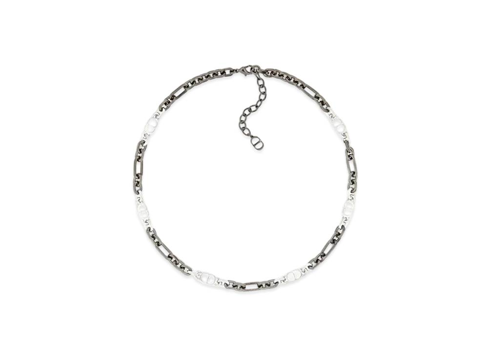 Dior CD Icon Chain Link Necklace Ruthenium Brass 