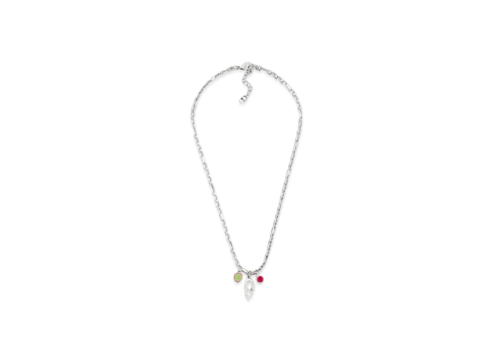 Dior x KAWS Pendant Necklace Brass with Resin and Crystal "Silver/Green/Red/Vermilion Red"