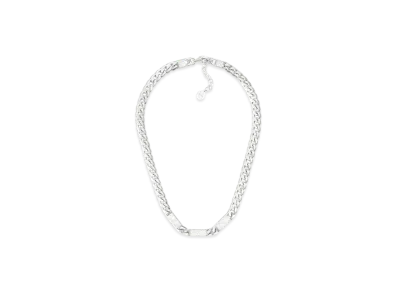 Dior Cannage Chain Link Necklace "Silver"