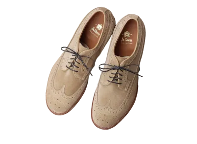 ALDEN Long Wing Tip Modified Calf Suede "Tan" N9503 D Single Leather Sole