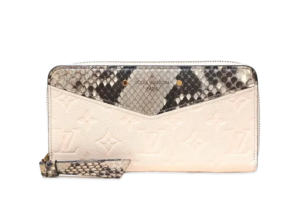 Louis Vuitton Zippy Wallet Monogram Empreinte Python "Creme Beige"