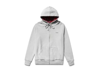 Noah Tartan-Lined Zip-Up Hoodie "Grey"