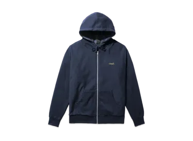 Noah Tartan-Lined Zip-Up Hoodie "Navy"
