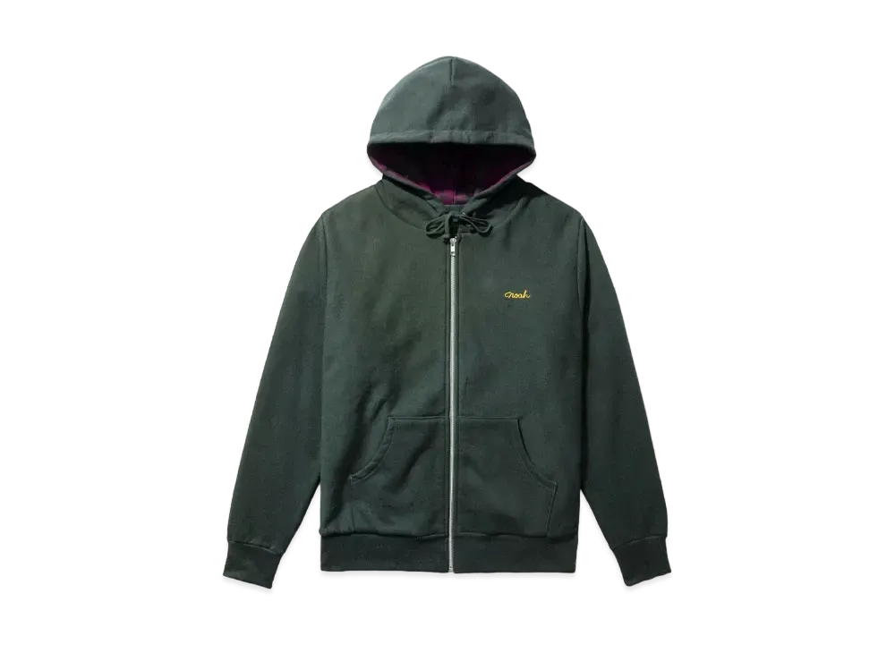 Noah Tartan-Lined Zip-Up Hoodie "Green"