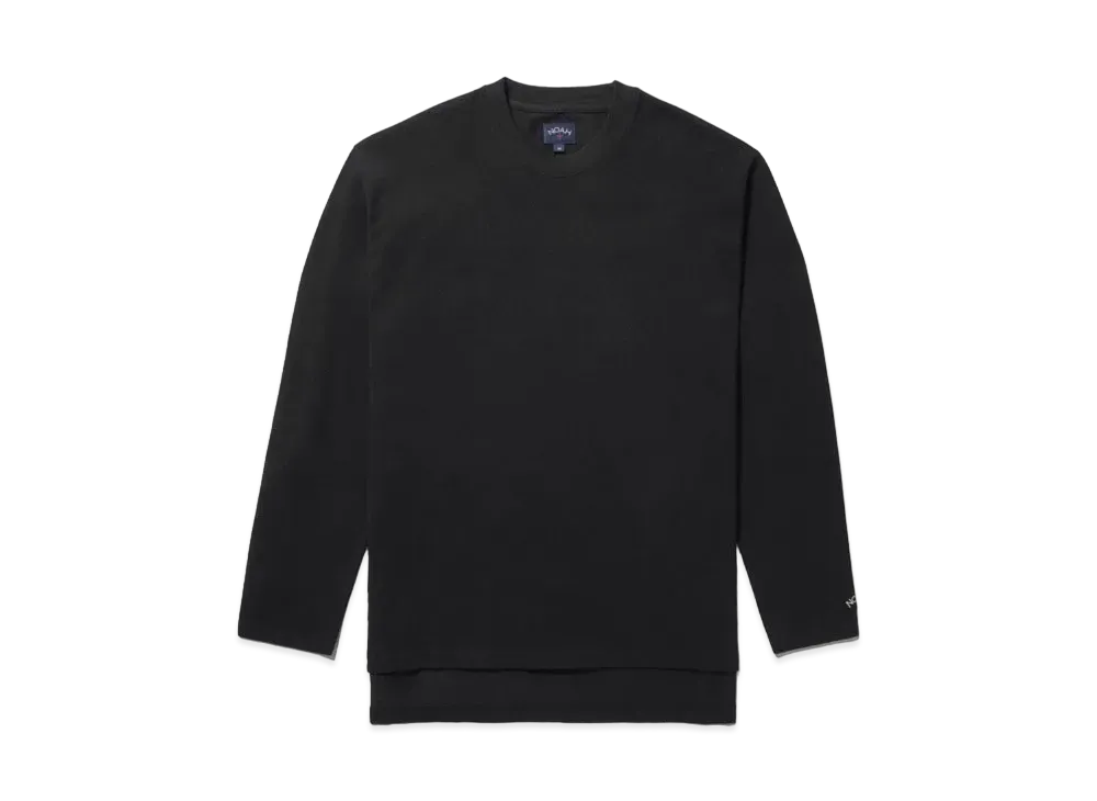 Noah Long Sleeve Oversized Heavyweight Pique Top "Black"