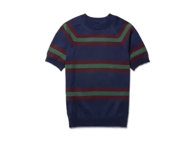 Noah Short-Sleeve Striped Sweater "Navy"
