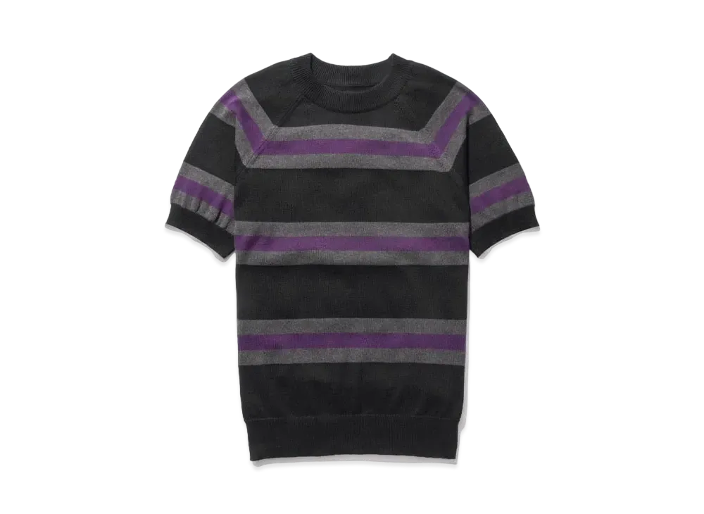 Noah Short-Sleeve Striped Sweater "Black"