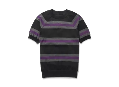Noah Short-Sleeve Striped Sweater "Black"
