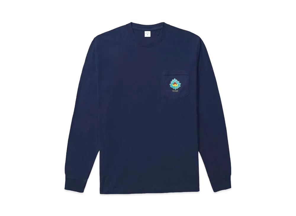 Noah LS Lotus Pocket Tee "Navy"
