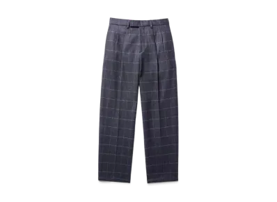Noah Double-Pleat Windowpane Wool Trouser "Navy"