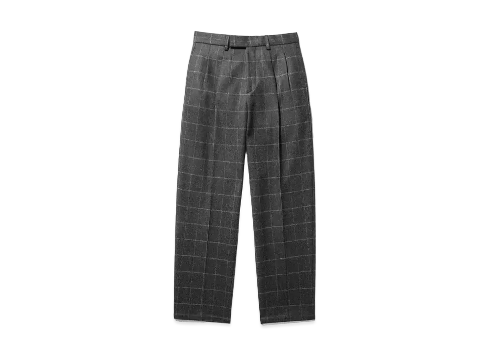 Noah Double-Pleat Windowpane Wool Trouser "Charcoal"