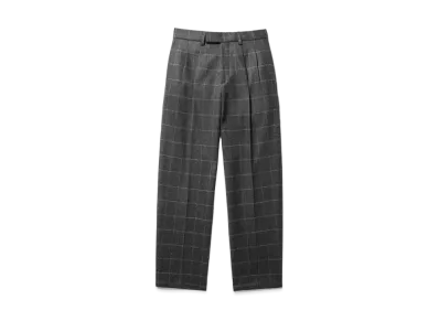 Noah Double-Pleat Windowpane Wool Trouser "Charcoal"