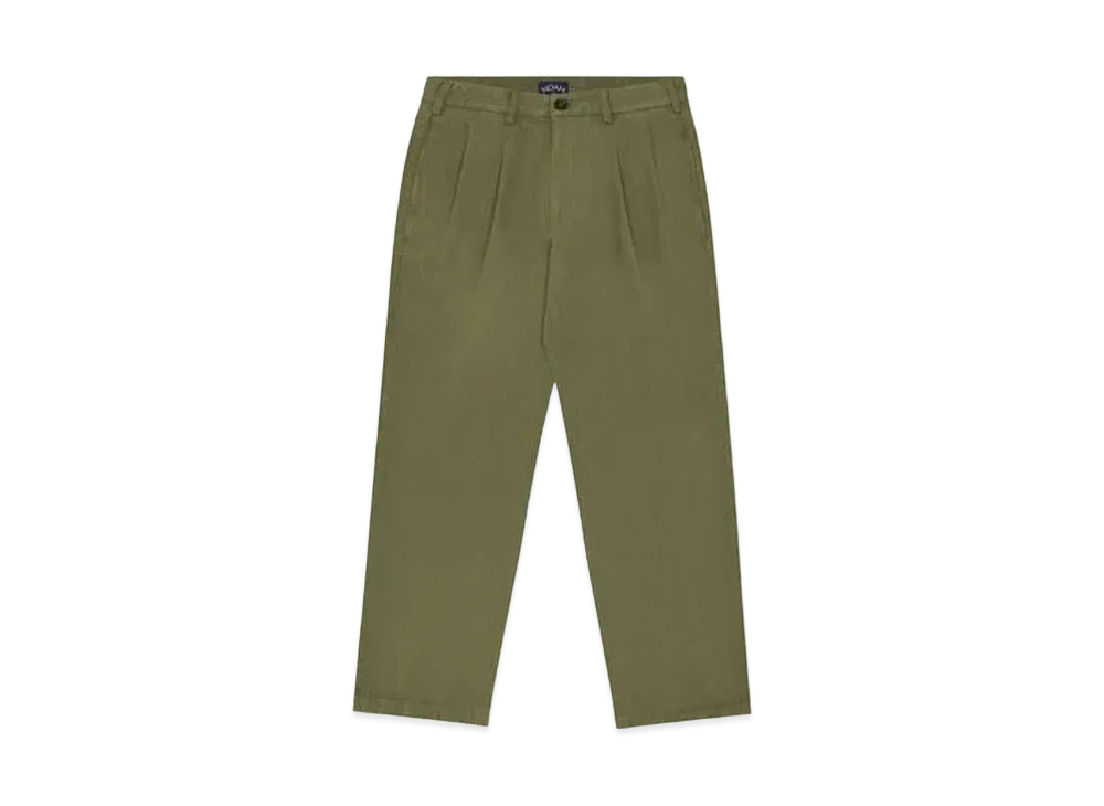 Noah Double Pleat Herringbone Trouser "Army Green"