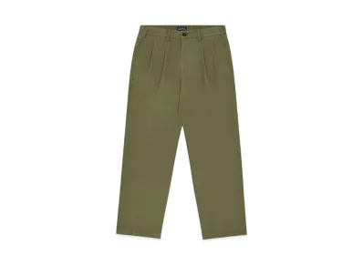 Noah Double Pleat Herringbone Trouser "Army Green"