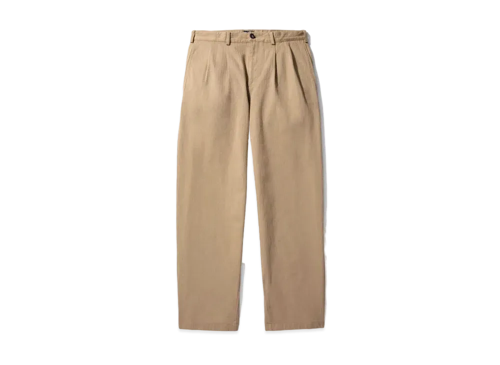 Noah Double-Pleat Herringbone Pant "Khaki"