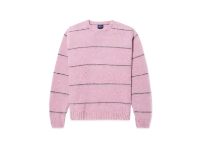 Noah Stripe Shetland Sweater "Heather Orchid/Green Forest"