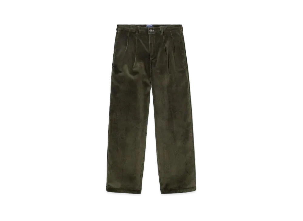 Noah Double-Pleat Corduroy Pants "Dark Olive"
