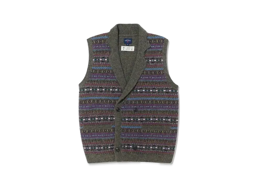 Noah Fair Isle Double Breasted Shetland Sweater Vest "Multi"