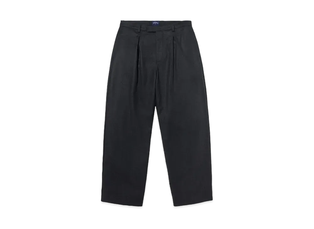Noah Inverted Pleat Wool Trousers "Black"