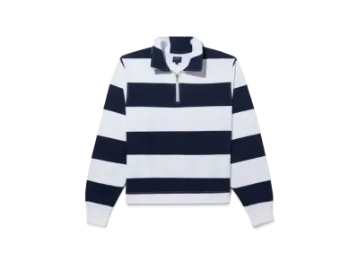 Noah Striped Lightweight Pullover Sweatshirt "White Navy"