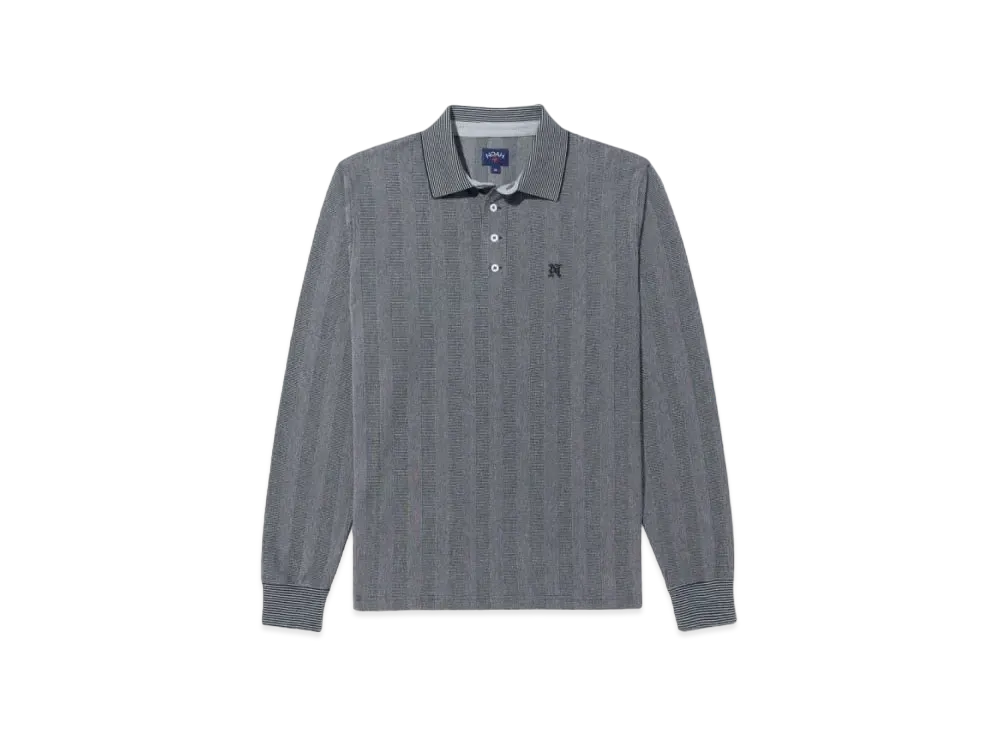 Noah Jacquard Long Sleeve Polo "Grey"