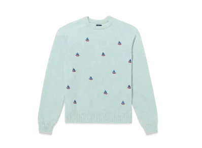 Noah Embroidered Shetland Sweater "Seafoam"