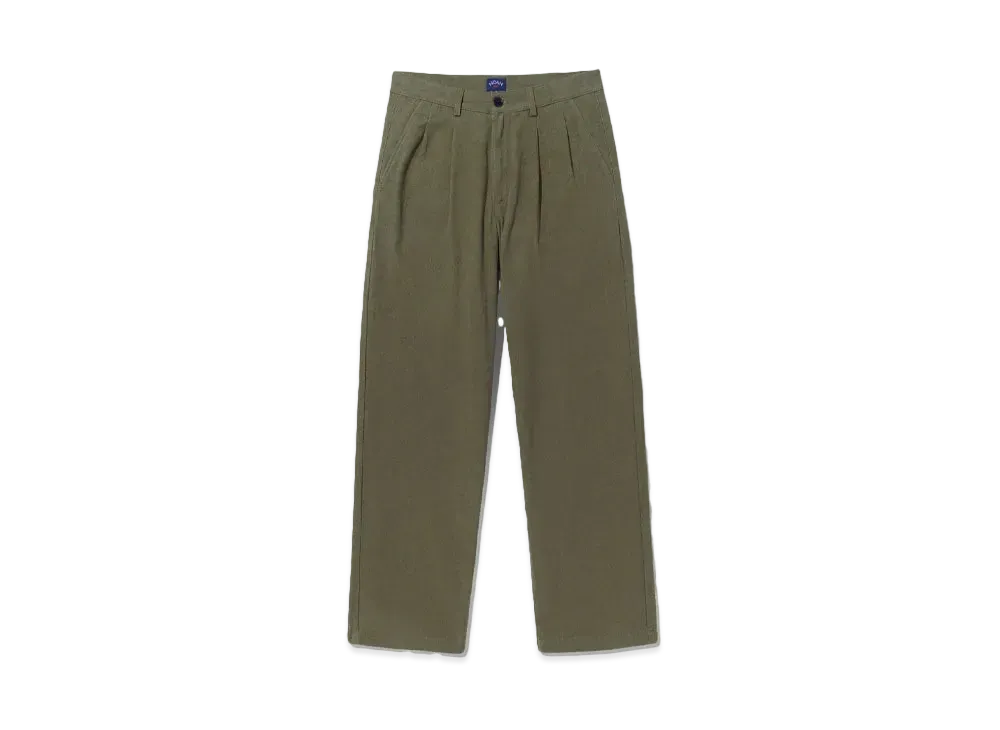 Noah Double-Pleat Cotton Pant "Dark Olive"