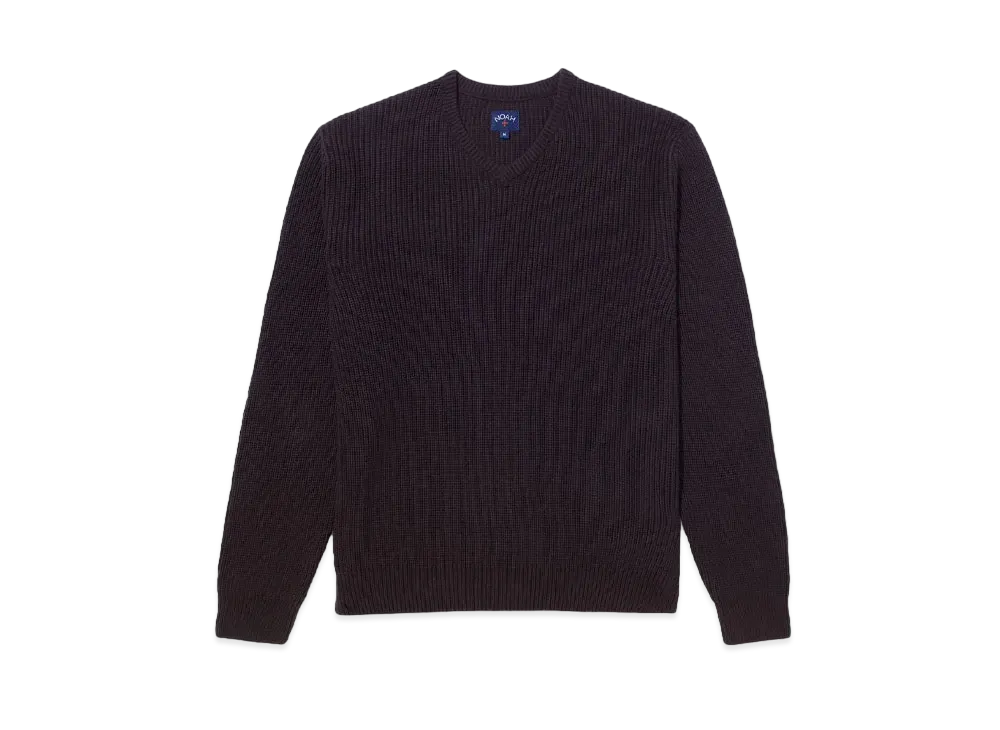 Noah V-Neck Shaker Stitch Sweater "Brown"