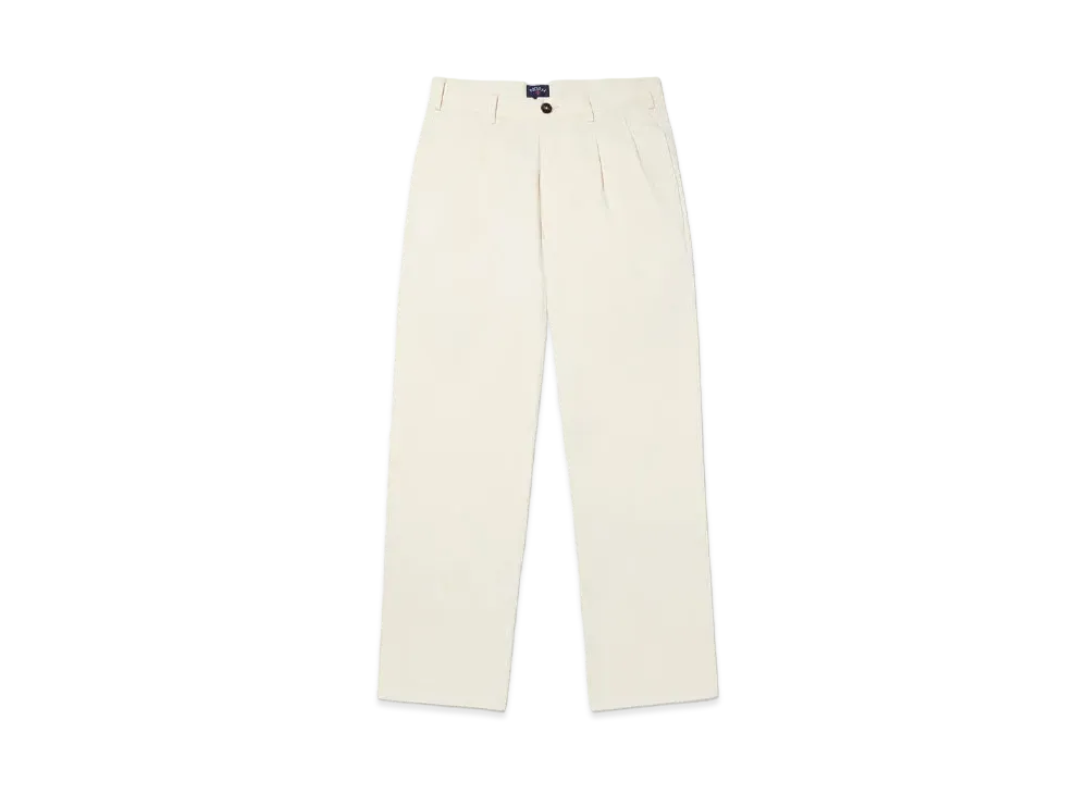 Noah Classic Double-Pleat Herringbone Pant "Natural"