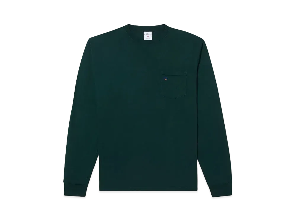 Noah Long Sleeve Core Logo Pocket Tee "Forest Green"