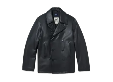 Noah Insulated Leather Peacoat "Black"