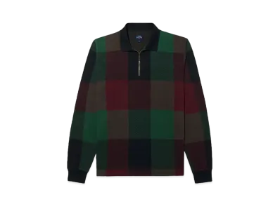 Noah Buffalo Plaid Zip Polo "Navy/Burgundy/Green"