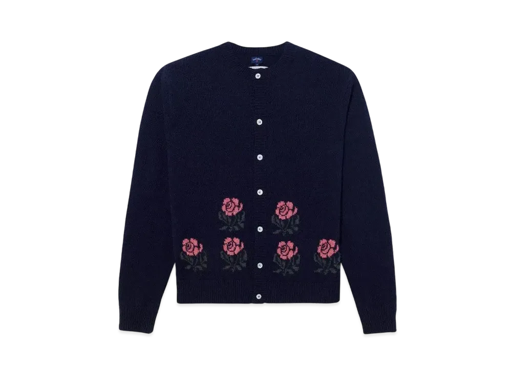 Noah Floral Shetland Cardigan "Navy"