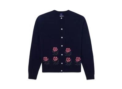 Noah Floral Shetland Cardigan "Navy"
