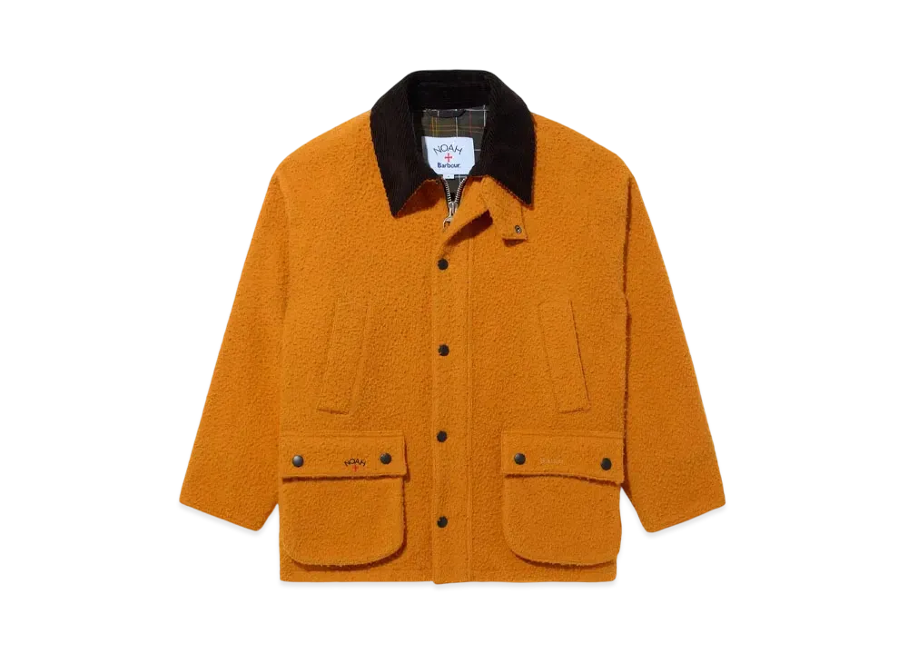 Noah x Barbour Wool Teddy Bedale Jacket "Tangerine"