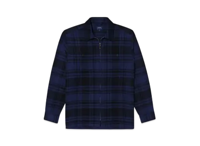Noah Heavyweight Zip-up Flannel "Black/Blue"