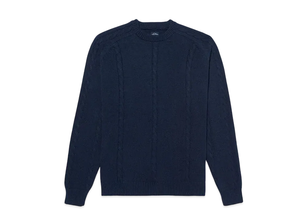 Noah Cable Cotton Sweater "Navy"