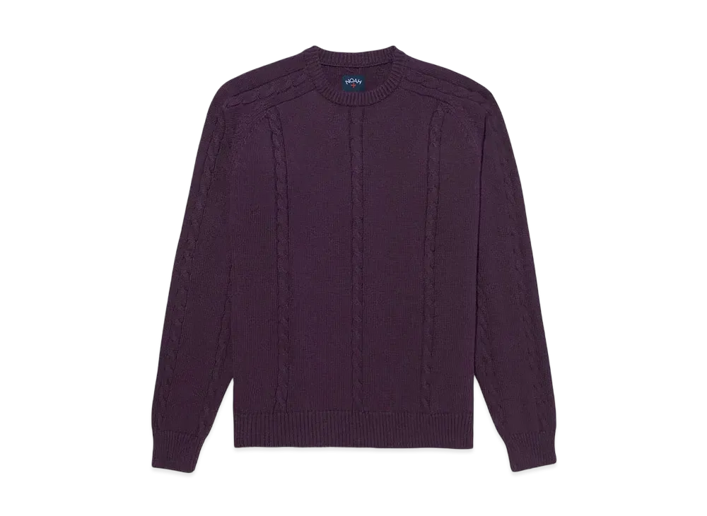 Noah Cable Cotton Sweater "Dark Plum"